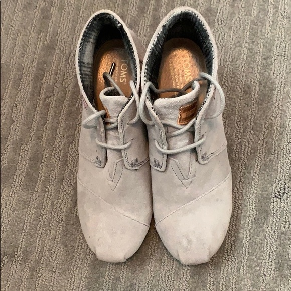 Gray Toms wedge boots size 7 - Picture 1 of 8
